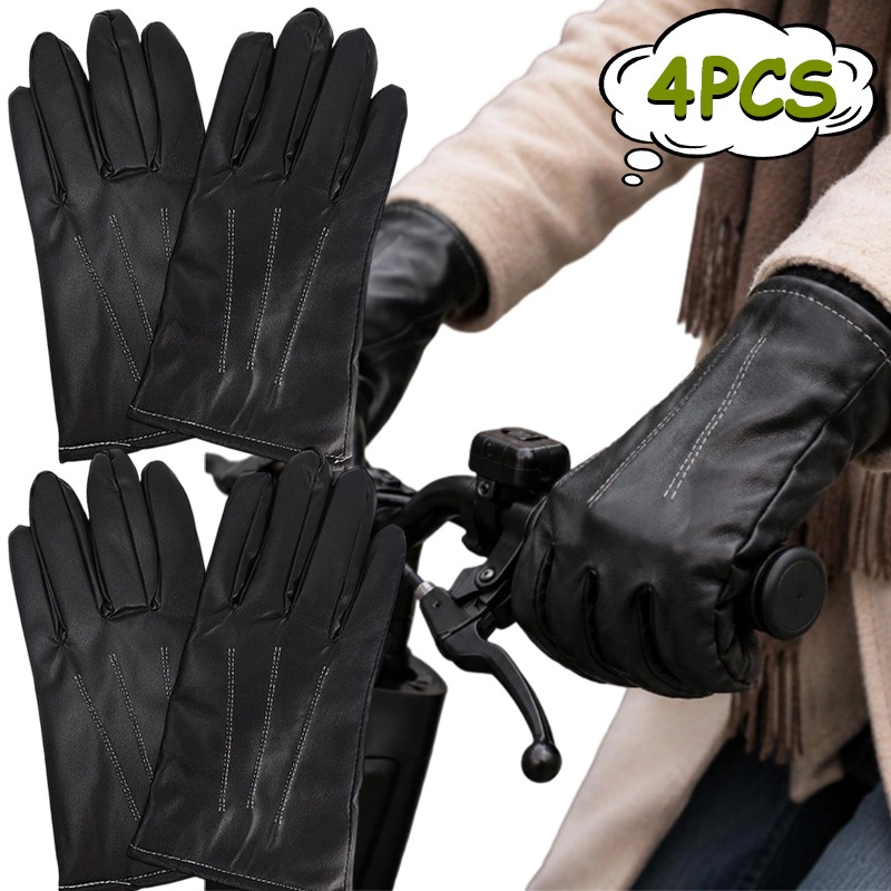 Leather Driving Glove - 1/2 paires de gants d'hiver en