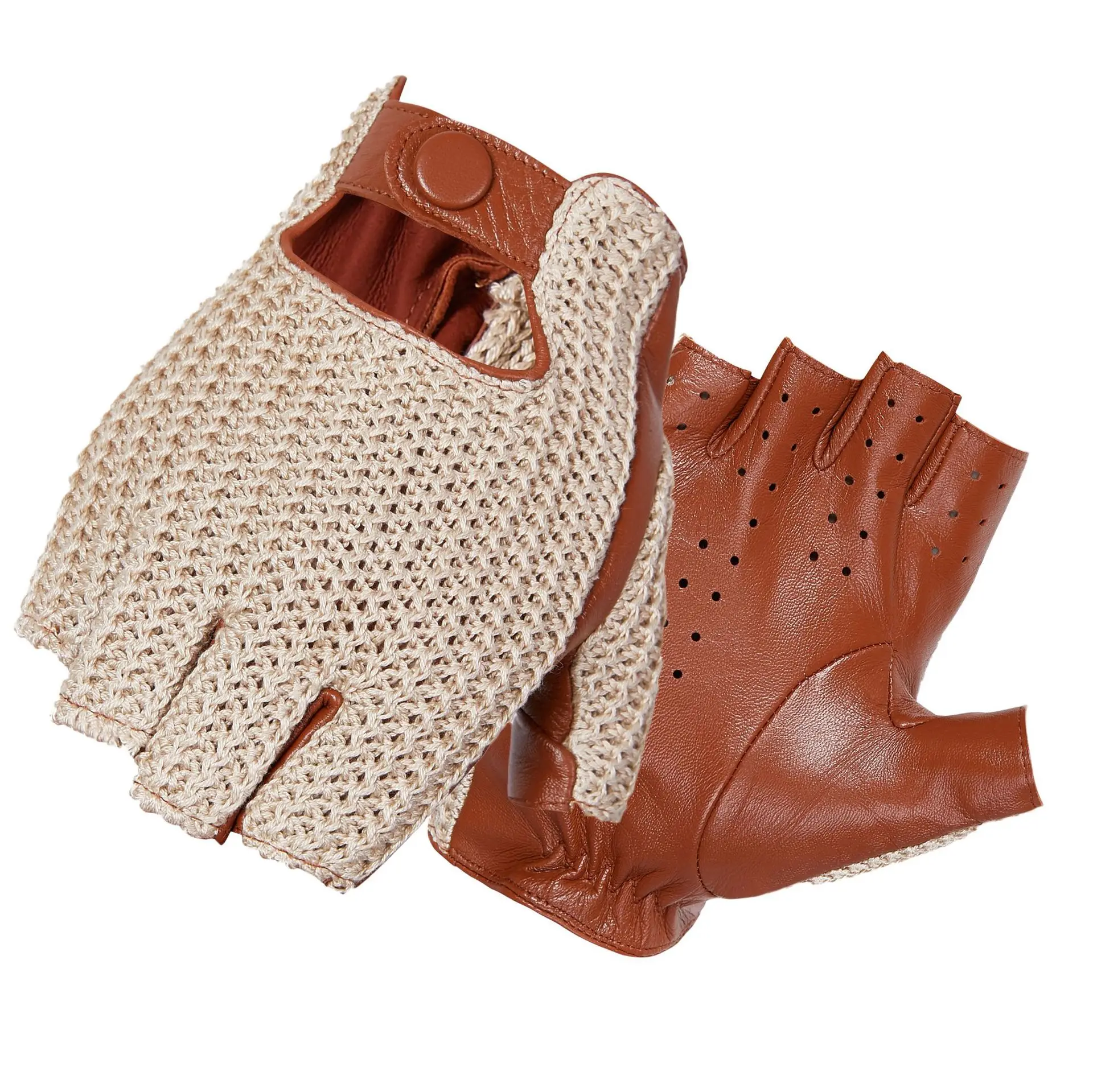 Leather Driving Glove - Gants courts en cuir véritable pour