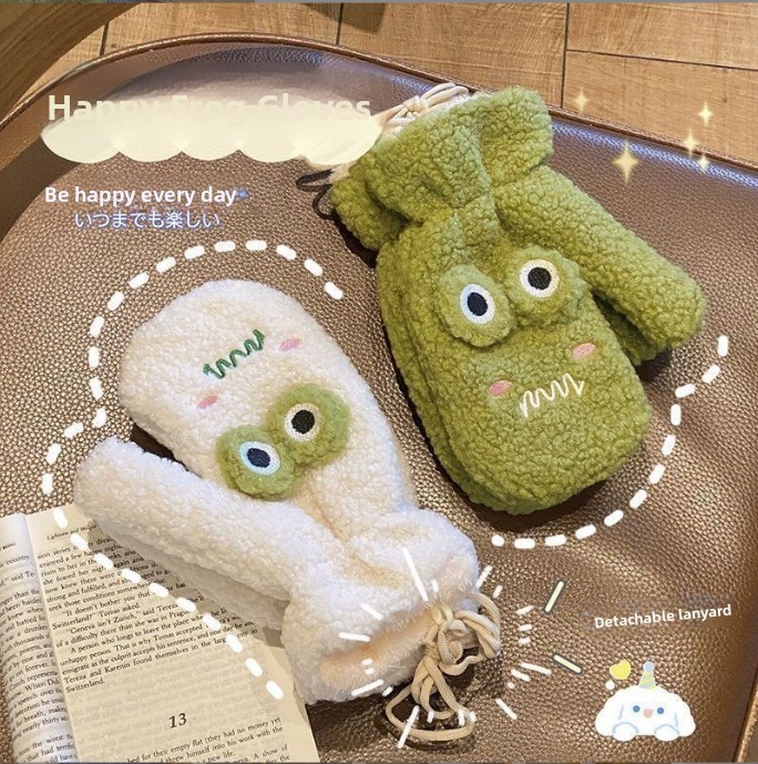 Wool Glove Lined - Gants de style coréen, mignons, avec